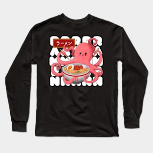 Love Ramen - Cute Kawaii Octopus eating ramen Long Sleeve T-Shirt